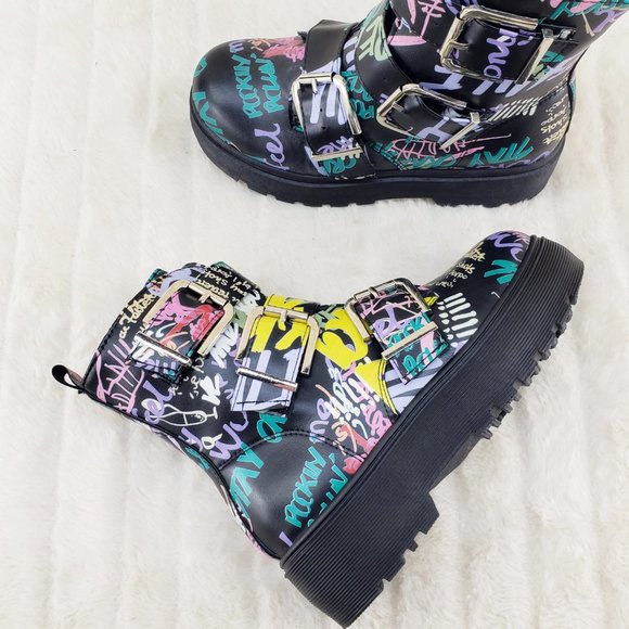 Yoki Multicolor Graffiti Ankle Boots - Picture 10 of 16